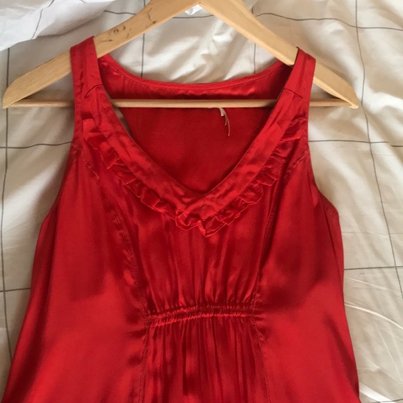 Kimchi Blue Red Silk ruffle Dress - Picture 2 of 5